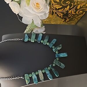 Green Jasper Agate Stone Necklace